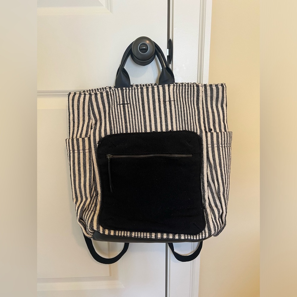 Black/Cream Striped Backpack/Diaper Bag